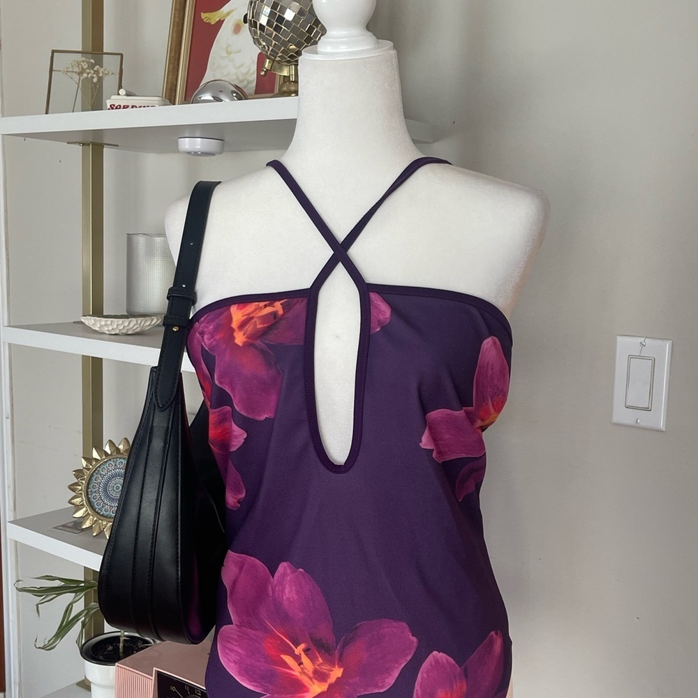 NWT Purple Floral Halter Bodysuit Size 1X